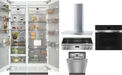 6 Piece Package Includes Refrigerator, Freezer, Cooktop, Wall Oven, Hood And Dishwasher