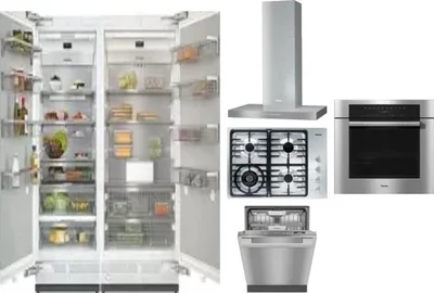 6 Piece Package Includes Refrigerator, Freezer, Cooktop, Wall Oven, Hood And Dishwasher