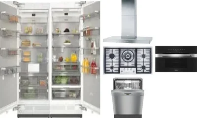 6 Piece Package Includes Refrigerator, Freezer, Cooktop, Wall Oven, Hood And Dishwasher