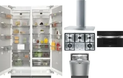 6 Piece Package Includes Refrigerator, Freezer, Cooktop, Wall Oven, Hood And Dishwasher