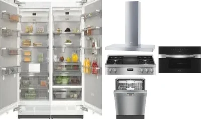 6 Piece Package Includes Refrigerator, Freezer, Cooktop, Wall Oven, Hood And Dishwasher