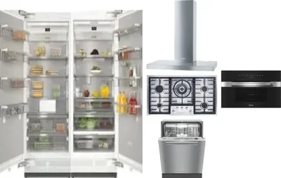 6 Piece Package Includes Refrigerator, Freezer, Cooktop, Wall Oven, Hood And Dishwasher
