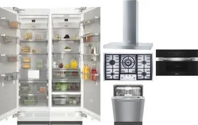 6 Piece Package Includes Refrigerator, Freezer, Cooktop, Wall Oven, Hood And Dishwasher