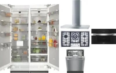 6 Piece Package Includes Refrigerator, Freezer, Cooktop, Wall Oven, Hood And Dishwasher