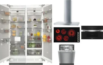 6 Piece Package Includes Refrigerator, Freezer, Cooktop, Wall Oven, Hood And Dishwasher