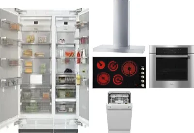 6 Piece Package Includes Refrigerator, Freezer, Cooktop, Wall Oven, Hood And Dishwasher