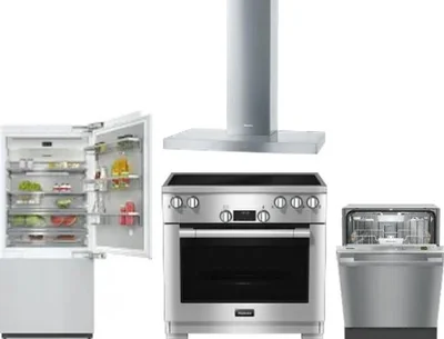 4 Piece Package Includes Refrigerator, Range, Hood And Dishwasher