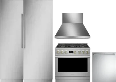 5 Piece Package Includes Refrigerator, Freezer, Range, Hood And Dishwasher