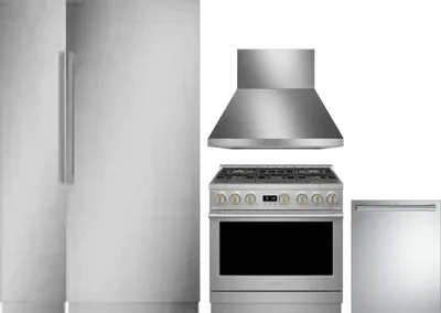 5 Piece Package Includes Refrigerator, Freezer, Range, Hood And Dishwasher