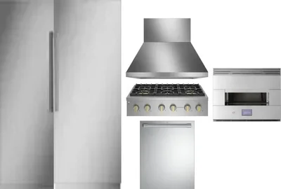 6 Piece Package Includes Refrigerator, Freezer, Cooktop, Wall Oven, Hood And Dishwasher