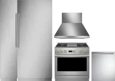 5 Piece Package Includes Refrigerator, Freezer, Range, Hood And Dishwasher