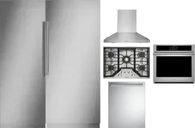 6 Piece Package Includes Refrigerator, Freezer, Cooktop, Wall Oven, Hood And Dishwasher