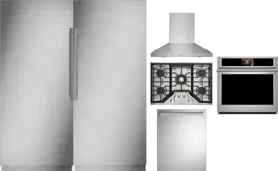 6 Piece Package Includes Refrigerator, Freezer, Cooktop, Wall Oven, Hood And Dishwasher