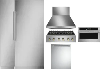 6 Piece Package Includes Refrigerator, Freezer, Cooktop, Wall Oven, Hood And Dishwasher