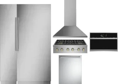 6 Piece Package Includes Refrigerator, Freezer, Cooktop, Wall Oven, Hood And Dishwasher