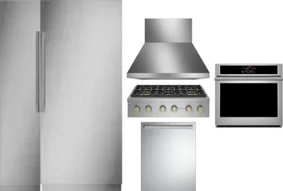 6 Piece Package Includes Refrigerator, Freezer, Cooktop, Wall Oven, Hood And Dishwasher