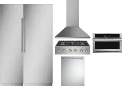 6 Piece Package Includes Refrigerator, Freezer, Cooktop, Wall Oven, Hood And Dishwasher