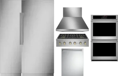 6 Piece Package Includes Refrigerator, Freezer, Cooktop, Wall Oven, Hood And Dishwasher