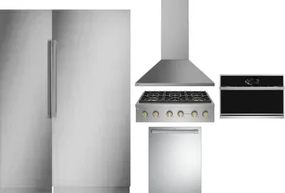 6 Piece Package Includes Refrigerator, Freezer, Cooktop, Wall Oven, Hood And Dishwasher