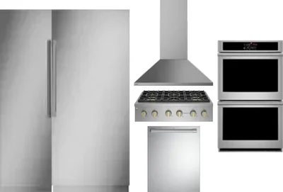 6 Piece Package Includes Refrigerator, Freezer, Cooktop, Wall Oven, Hood And Dishwasher
