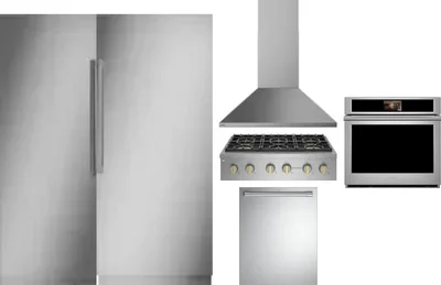 6 Piece Package Includes Refrigerator, Freezer, Cooktop, Wall Oven, Hood And Dishwasher