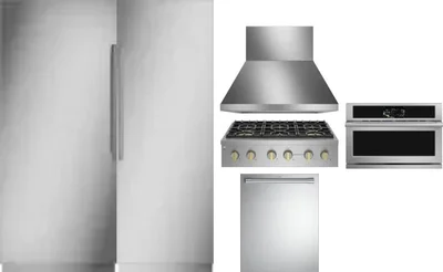 6 Piece Package Includes Refrigerator, Freezer, Cooktop, Wall Oven, Hood And Dishwasher