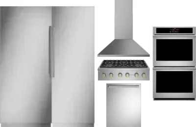 6 Piece Package Includes Refrigerator, Freezer, Cooktop, Wall Oven, Hood And Dishwasher