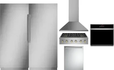 6 Piece Package Includes Refrigerator, Freezer, Cooktop, Wall Oven, Hood And Dishwasher
