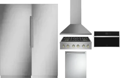 6 Piece Package Includes Refrigerator, Freezer, Cooktop, Wall Oven, Hood And Dishwasher