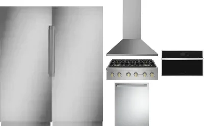 6 Piece Package Includes Refrigerator, Freezer, Cooktop, Wall Oven, Hood And Dishwasher