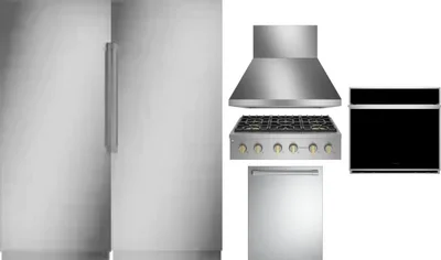 6 Piece Package Includes Refrigerator, Freezer, Cooktop, Wall Oven, Hood And Dishwasher