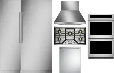 6 Piece Package Includes Refrigerator, Freezer, Cooktop, Wall Oven, Hood And Dishwasher