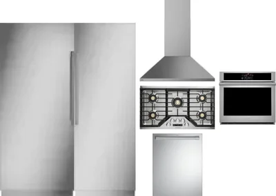 6 Piece Package Includes Refrigerator, Freezer, Cooktop, Wall Oven, Hood And Dishwasher