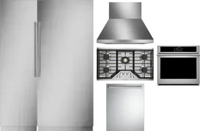 6 Piece Package Includes Refrigerator, Freezer, Cooktop, Wall Oven, Hood And Dishwasher