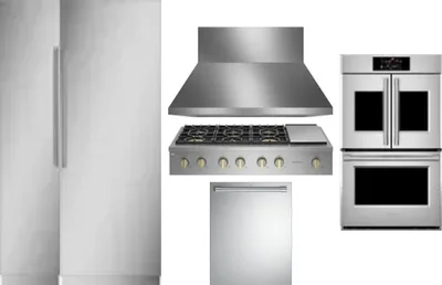 6 Piece Package Includes Refrigerator, Freezer, Cooktop, Wall Oven, Hood And Dishwasher