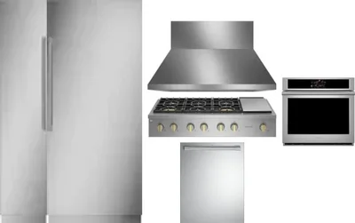 6 Piece Package Includes Refrigerator, Freezer, Cooktop, Wall Oven, Hood And Dishwasher