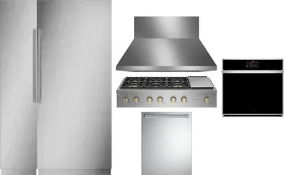 6 Piece Package Includes Refrigerator, Freezer, Cooktop, Wall Oven, Hood And Dishwasher