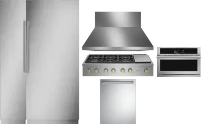 6 Piece Package Includes Refrigerator, Freezer, Cooktop, Wall Oven, Hood And Dishwasher