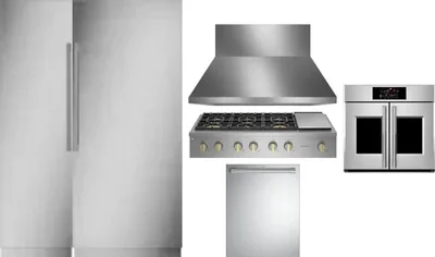 6 Piece Package Includes Refrigerator, Freezer, Cooktop, Wall Oven, Hood And Dishwasher