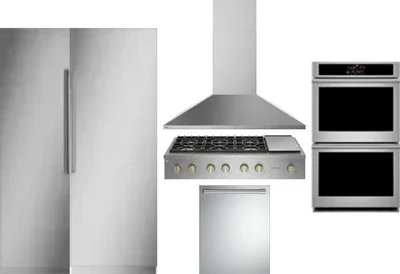 6 Piece Package Includes Refrigerator, Freezer, Cooktop, Wall Oven, Hood And Dishwasher