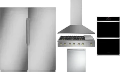6 Piece Package Includes Refrigerator, Freezer, Cooktop, Wall Oven, Hood And Dishwasher