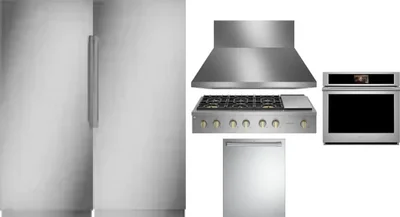 6 Piece Package Includes Refrigerator, Freezer, Cooktop, Wall Oven, Hood And Dishwasher