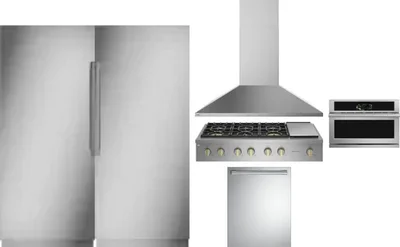 6 Piece Package Includes Refrigerator, Freezer, Cooktop, Wall Oven, Hood And Dishwasher