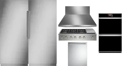6 Piece Package Includes Refrigerator, Freezer, Cooktop, Wall Oven, Hood And Dishwasher