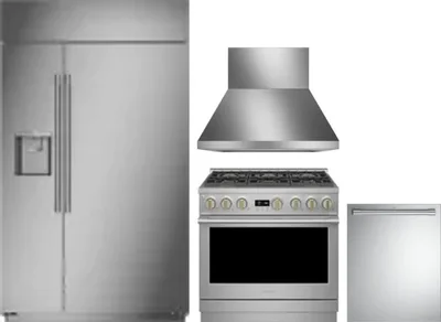 4 Piece Package Includes Refrigerator, Range, Hood And Dishwasher