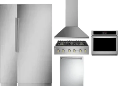 6 Piece Package Includes Refrigerator, Freezer, Cooktop, Wall Oven, Hood And Dishwasher