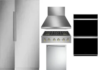 6 Piece Package Includes Refrigerator, Freezer, Cooktop, Wall Oven, Hood And Dishwasher