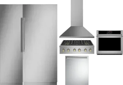 6 Piece Package Includes Refrigerator, Freezer, Cooktop, Wall Oven, Hood And Dishwasher
