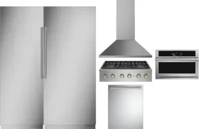 6 Piece Package Includes Refrigerator, Freezer, Cooktop, Wall Oven, Hood And Dishwasher