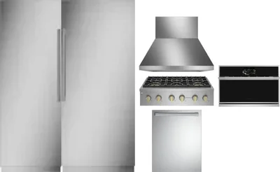 6 Piece Package Includes Refrigerator, Freezer, Cooktop, Wall Oven, Hood And Dishwasher
